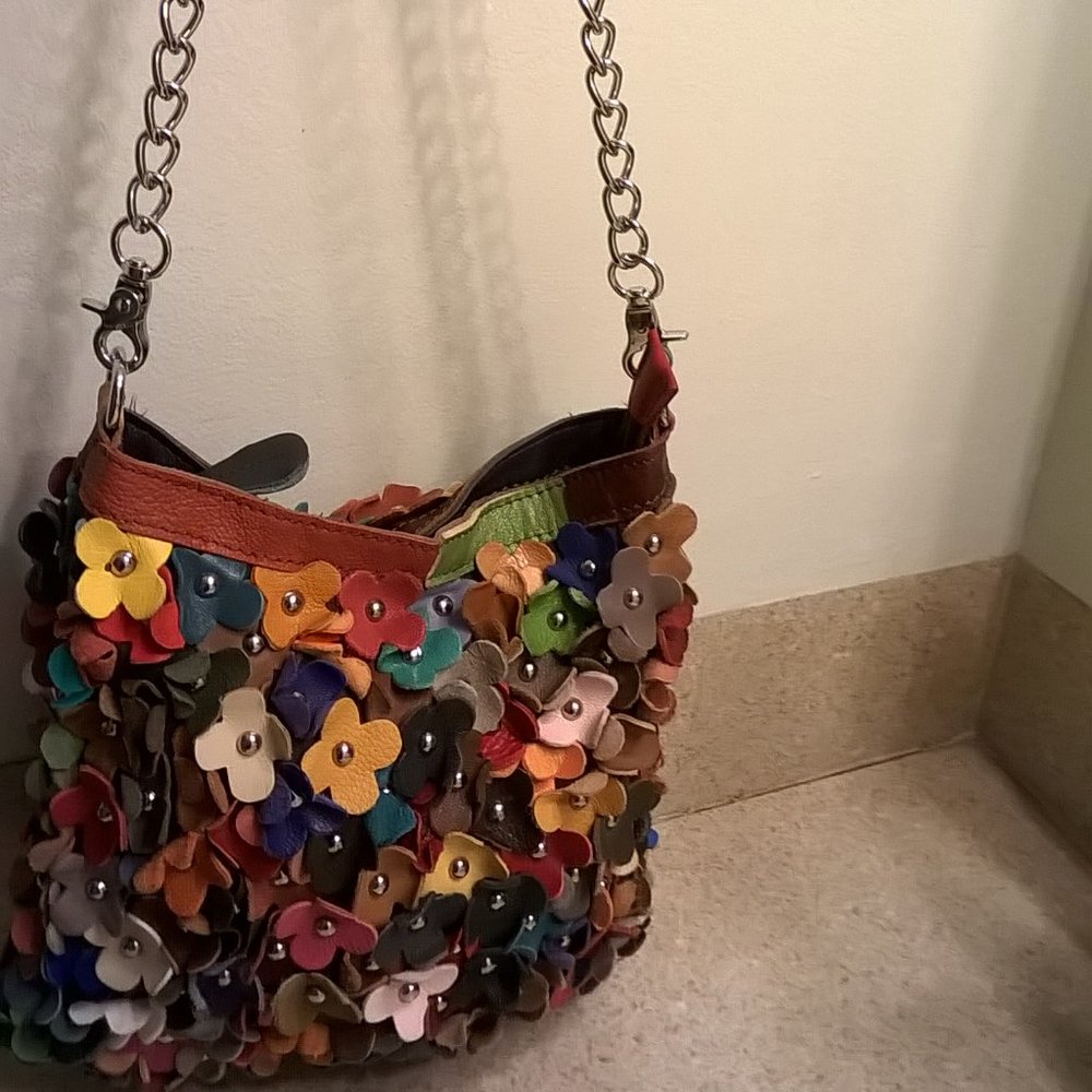 Leather Flower hobo bag